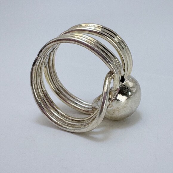 VTG Solid Sterling Silver 925 Interlocking Wrap Design Band Ring Size 7.75 - Picture 4 of 10